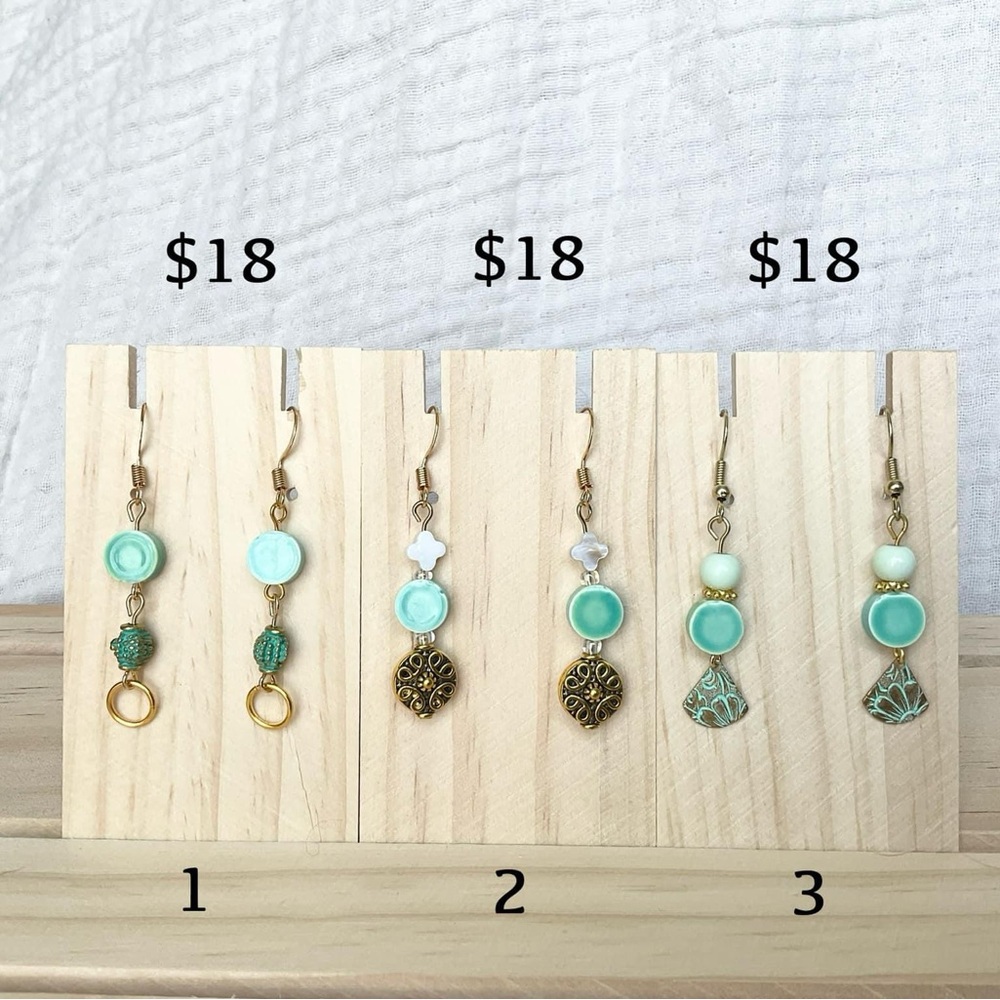 Small Hold and Turquoise Dangle Earrings